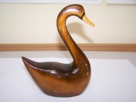 ŁABĘDŹ DREWNIANY - FIGURKA Z LAT 70-TYCH.