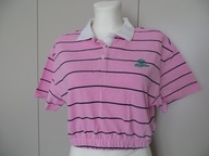 Bluzka koszulka polo damska rozmiar S bawełna 100% różowa paski