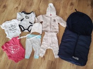 Ubranka r 0-3 m + śpiworek do fotelika