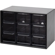 BIURKOWY ORGANIZER NA DROBIAZGI 9 SZUFLADEK 18X10X12 CM CZARNY