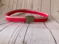 materiałowy pasek różowy metalowa sprzączka retro