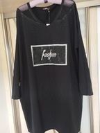 SUKIENKA CZARNA ELEGANCKA Z OZDOBNYM PRZODEM I KIESZENIAMI R.50