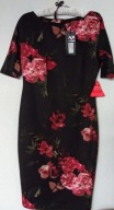 AX Paris piękna czarna sukienka w czerwone róże NOWA z metką! Rozmiar 14