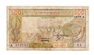 Afryka 500 Francs 1979r.CFA Wyb.Kości Słoniowej bar.rzadki
