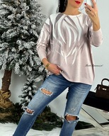 Bluzka Sweterkowa Oryginalne Wzory Beż