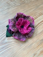 Broszka kwiat z filcu rękodzieło broszka filcowana ręcznie kwiat filcowany