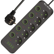 PRZEDŁUŻACZ LISTWA ZASILAJĄCA ŁADOWARKA 4x USB 5 GNIAZD 5m USB TYP-C CZARNY