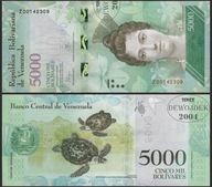 BNB - WENEZUELA 5000 Bolivares 2016 Z # seria zastępcza # typ A1 # UNC