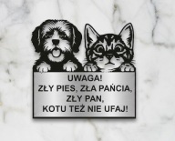 Tabliczka uwaga pies i kot Srebrna duży wybór wzorów