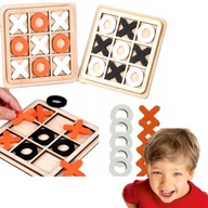 GRA LOGICZNA KÓŁKO I KRZYŻYK DREWNIANA PLANSZA DLA DZIECI NOWA WERSJA 1