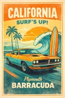 Plakat Motoryzacyjny Plymouth Barracuda A4 (21 x 29,7 cm) Dekoracja Ścienna