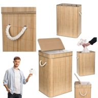 KOSZ BAMBUSOWY NA PRANIE BIELIZNĘ ZABAWKI Z POKRYWKĄ DUŻY JEDNOKOMOROWY 80L