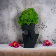 Doniczka głowa betonowa z chrobotkiem, prezent, dekoracje