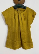 243 bluzka żółta w grochy plisowaną strukturą Apanage L elegancka satynowa