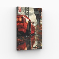 Obraz na Płótnie 40x70cm Ferrari Testarossa Nocne Tokio Superauto Styl
