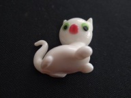 Piękny szklany kotek, ręczna robota, szkło murano 3,6cm (A115)