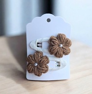 Spinki spineczki do włosów szydełkowe kwiatki handmade 2 szt.
