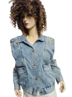 vintage LAETITIA MEM kurtka jeans wyszyta dżetami 36/38
