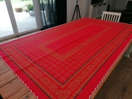 BAWEŁNIANY ŚWIĄTECZNY CZERWONO ZŁOTY OBRUS SZLAK 130 x230