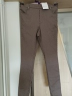 SPODNIE DAMSKIE RURKI W DROBNĄ KRATECZKĘ W ODCIENIACH BRĄZU NOWE R.XL