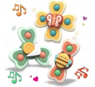 SPINNER SENSORYCZNA DLA NIEMOWLĄT PRZYSSAWKA ZABAWKA W KĄPIELI PODRÓŻY 3SZT