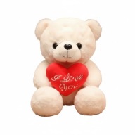 PLUSZOWY BIAŁY MIŚ PREZENT PRZYTULANKA WALENTYNKI I LOVE U