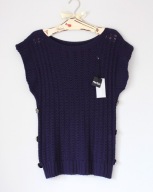 Nowy WŁOSKI Ażurowy**Ciepły Sweter Wełna WOOL Purple__S/M/L