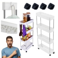PÓŁKA ŁAZIENKOWA STOJĄCA PLASTIKOWA NA KÓŁKACH REGAŁ 4 POZIOMY BIAŁY