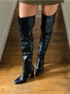 POBUDZAJĄ ZMYSŁY kozaki MUSZKIETERKI do połowy uda na wygodnym klocku ZARA