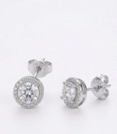 Kolczyki moissanite halo vvs1 2 x 0.5 karata 5 mm