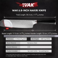 Nóz szefa kuchni 17cm dł ostrza 60HRC Damaszek,