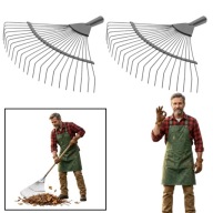 ZESTAW 2X GRABIE METALOWE OGRODOWE DO TRAWY DO LIŚCI BEZ TRZONU MAAN