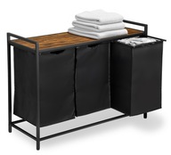 KOSZ NA PRANIE BIELIZNE WOLNOSTOJĄCY 3 PRZEGRODY Z PÓŁKĄ POJEMNIK LOFT 160L