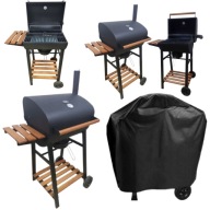 GRILL WĘGLOWY OGRODOWY Z POKRYWĄ RUSZT PŁYTA + TERMOMETR DUŻY