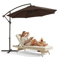 Parasol Ogrodowy Wysięgnik 350cm 8 segmentów Składany Brązowy DUŻY taras