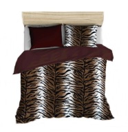 pościel z polaru 160x200 +2x70x80 zamek P 308-7 Tygrys / brąz ciemny
