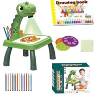 STOLIK PROJEKTOR DO RYSOWANIA DINOZAUR TABLICA 24 WZORY 12 PISAKÓW RZUTNIK