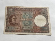 Cejlon - 5 rupii - 1941 - rzadki