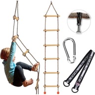 DRABINKA LINOWA DZIECIĘCA DREWNIANA OGRODOWA 220cm ZAWIESZANA DO WSPINACZKI