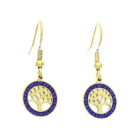 55852 Kolczyki złota stal chirurgiczna drzewka w kółku z cyrkoniami