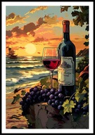 A2 PLAKAT DO KUCHNI JADALNI RESTAURACJI WINO WINOGRONA ZACHÓD SŁOŃCA