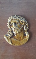 Gipsowo-ceramiczna płaskorzeźba Jezus Chrystus | PRL, vintage