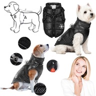 CIEPŁA KURTKA UBRANKO DLA PSA KAMIZELKA ZIMOWA CZARNA Z SZELKAMI 2w1 - M