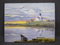 Cerkiew - stary obraz olejny malowany na płótnie