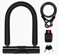 Anstore Zapięcie rowerowe U-Lock z linką stalową, antykradzieżowe, 3 klucze