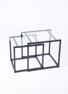 ZESTAW KWADRATOWYCH STOLIKÓW szkło industrial