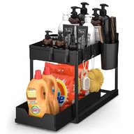 ORGANIZER POD ZLEW 2 POZIOMOWY REGAŁ PÓŁKA WYSUWANA STOJAK DO KUCHNI CZARNY