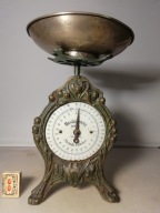 Stara kuchenna waga naciskowa pionowa zegarowa secesja szalka gratis