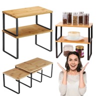 PÓŁKA ORGANIZER NA PRZYPRAWY STOJĄCA DREWNIANA KUCHENNA WYSUWANA ZESTAW