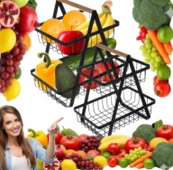 KOSZYK NA OWOCE DWUPOZIOMOWY DWUPIĘTROWY METALOWY KOSZ CZARNY RUHHY